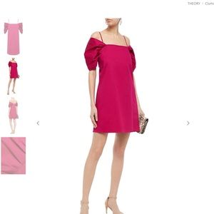 Theory off-shoulder dress fuchsia M pop draped